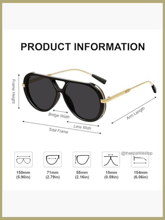 Retro Gold Aviator Sunglasses Metal Frame Large UV400 Protection main image 7